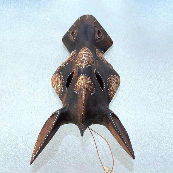 Zebra/Horse Mask Hand Carved Wooden Medallion Tribal Dot Design Wall Art - Picture 4 of 7